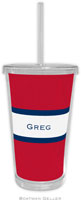 Boatman Geller - Personalized Beverage Tumblers (Stripe Red & Navy)