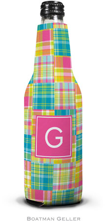 Personalized Bottle Koozies by Boatman Geller (Madras Patch Bright Preset)