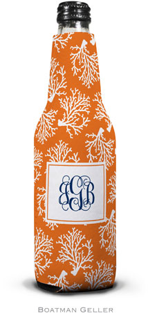 Personalized Bottle Koozies by Boatman Geller (Coral Repeat)