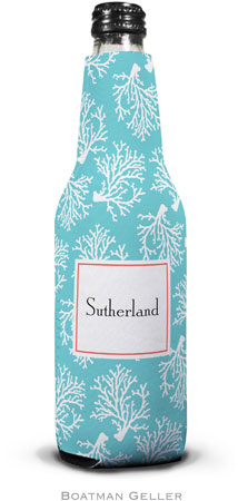Personalized Bottle Koozies by Boatman Geller (Coral Repeat Teal) Personalized Bottle Koozies by Boatman Geller (Coral Repeat Teal)