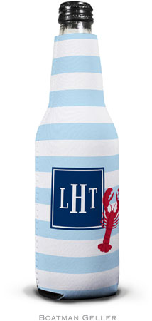 Personalized Bottle Koozies by Boatman Geller (Stripe Lobster Preset)