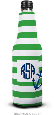 Personalized Bottle Koozies by Boatman Geller (Stripe Anchor)