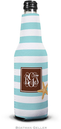 Personalized Bottle Koozies by Boatman Geller (Stripe Starfish Preset)