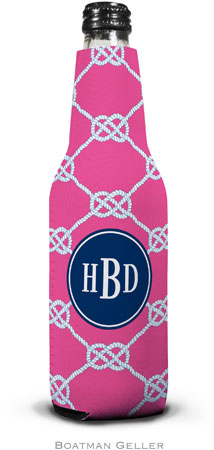 Personalized Bottle Koozies by Boatman Geller (Nautical Knot Raspberry Preset)