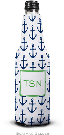 Boatman Geller - Personalized Bottle Koozies (Anchors Navy)
