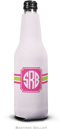 Personalized Bottle Koozies by Boatman Geller (Seersucker Band Pink & Green) Personalized Bottle Koozies by Boatman Geller (Seersucker Band Pink & Green)