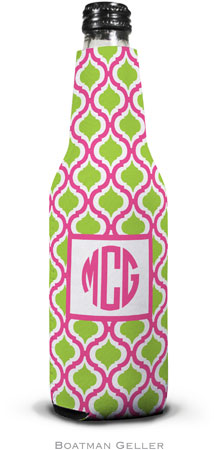 Personalized Bottle Koozies by Boatman Geller (Kate Raspberry & Lime)