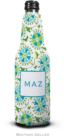 Personalized Bottle Koozies by Boatman Geller (Suzani Teal)