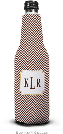 Personalized Bottle Koozies by Boatman Geller (Herringbone Chocolate) Personalized Bottle Koozies by Boatman Geller (Herringbone Chocolate)