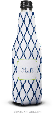 Personalized Bottle Koozies by Boatman Geller (Bamboo Navy & Green)