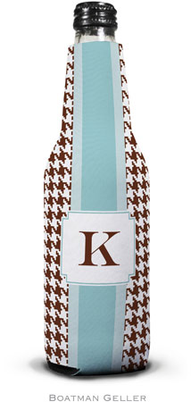 Personalized Bottle Koozies by Boatman Geller (Alex Houndstooth Chocolate)