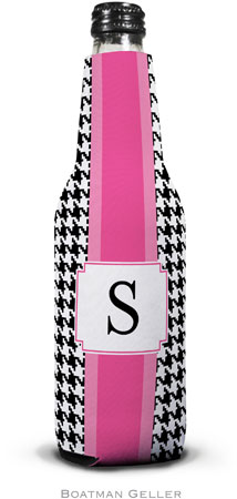 Personalized Bottle Koozies by Boatman Geller (Alex Houndstooth Black)