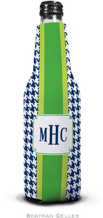 Personalized Bottle Koozies by Boatman Geller (Alex Houndstooth Navy)