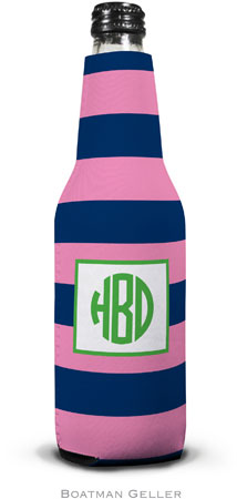 Personalized Bottle Koozies by Boatman Geller (Rugby Navy & Pink) Personalized Bottle Koozies by Boatman Geller (Rugby Navy & Pink)