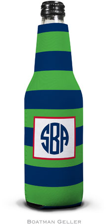 Personalized Bottle Koozies by Boatman Geller (Rugby Navy & Kelly)