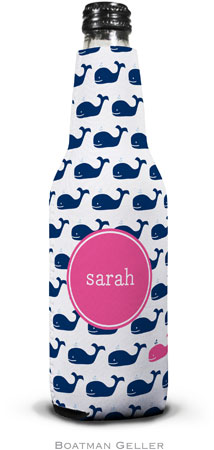 Personalized Bottle Koozies by Boatman Geller (Whale Repeat Navy Preset) Personalized Bottle Koozies by Boatman Geller (Whale Repeat Navy Preset)