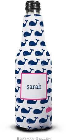 Personalized Bottle Koozies by Boatman Geller (Whale Repeat Navy)