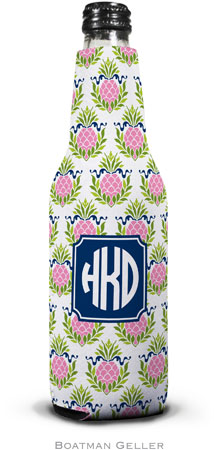 Personalized Bottle Koozies by Boatman Geller (Pineapple Repeat Pink Preset)