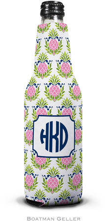 Personalized Bottle Koozies by Boatman Geller (Pineapple Repeat Pink)