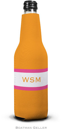 Boatman Geller - Personalized Bottle Koozies (Stripe Tangerine & Raspberry)
