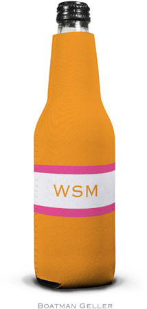 Personalized Bottle Koozies by Boatman Geller (Stripe Tangerine & Raspberry)