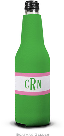 Personalized Bottle Koozies by Boatman Geller (Stripe Kelly & Bubblegum)