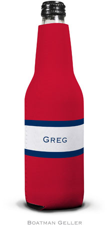 Boatman Geller - Personalized Bottle Koozies (Stripe Red & Navy)
