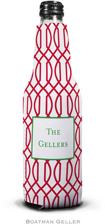 Boatman Geller - Personalized Bottle Koozies (Trellis Reverse Cherry)