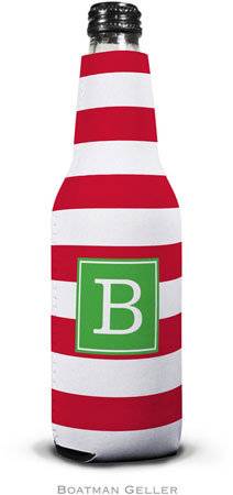 Boatman Geller - Personalized Bottle Koozies (Awning Stripe Red Preset)