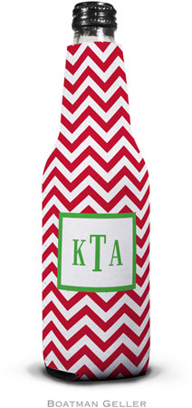 Personalized Bottle Koozies by Boatman Geller (Chevron Red)