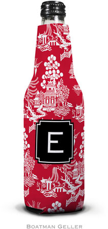 Personalized Bottle Koozies by Boatman Geller (Chinoiserie Red Preset)