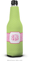 Personalized Bottle Koozies by Boatman Geller (Greek Key Band Pink)