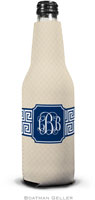 Personalized Bottle Koozies by Boatman Geller (Greek Key Band Navy Preset)