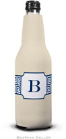 Personalized Bottle Koozies by Boatman Geller (Greek Key Band Navy)