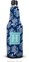 Personalized Bottle Koozies by Boatman Geller (Coral Repeat Navy Preset)