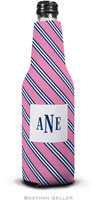 Personalized Bottle Koozies by Boatman Geller (Repp Tie Pink & Navy)