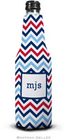 Personalized Bottle Koozies by Boatman Geller (Chevron Blue & Red)