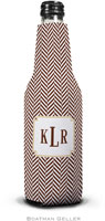 Personalized Bottle Koozies by Boatman Geller (Herringbone Chocolate)