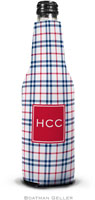 Personalized Bottle Koozies by Boatman Geller (Miller Check Navy & Red Preset)