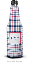 Personalized Bottle Koozies by Boatman Geller (Miller Check Navy & Red)