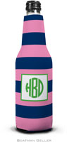 Personalized Bottle Koozies by Boatman Geller (Rugby Navy & Pink)