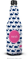 Personalized Bottle Koozies by Boatman Geller (Whale Repeat Navy Preset)