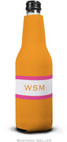 Personalized Bottle Koozies by Boatman Geller (Stripe Tangerine & Raspberry)