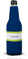 Personalized Bottle Koozies by Boatman Geller (Stripe Navy & Lime)