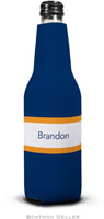 Personalized Bottle Koozies by Boatman Geller (Stripe Navy & Tangerine)