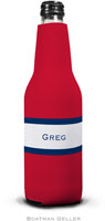 Personalized Bottle Koozies by Boatman Geller (Stripe Red & Navy)