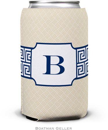 Personalized Can Koozies by Boatman Geller (Greek Key Band Navy)