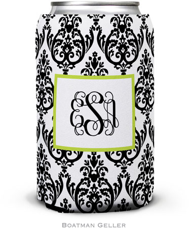 Boatman Geller - Personalized Can Koozies (Madison Damask White with Black)