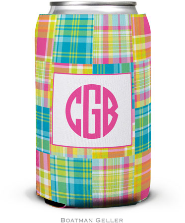 Personalized Can Koozies by Boatman Geller (Madras Patch Bright)