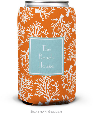 Personalized Can Koozies by Boatman Geller (Coral Repeat Preset)